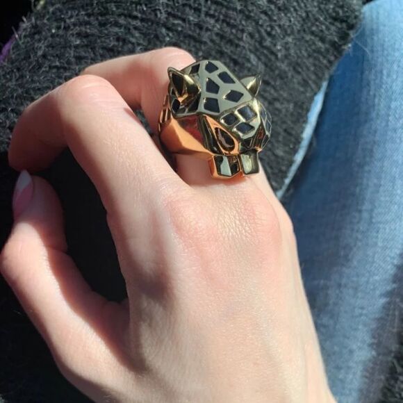 New! FP Panthere Gold Plated Cocktail Statement Ring - Picture 9 of 16